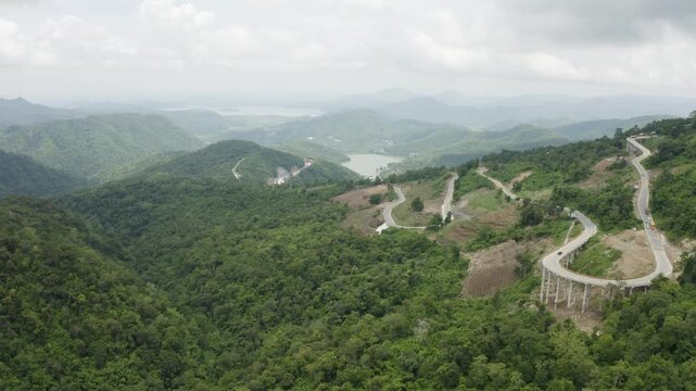 4k Drone Footage.  Beautiful Mountains and Jungle of the Central Highlands of Vietnam.  Road to Da Lat.