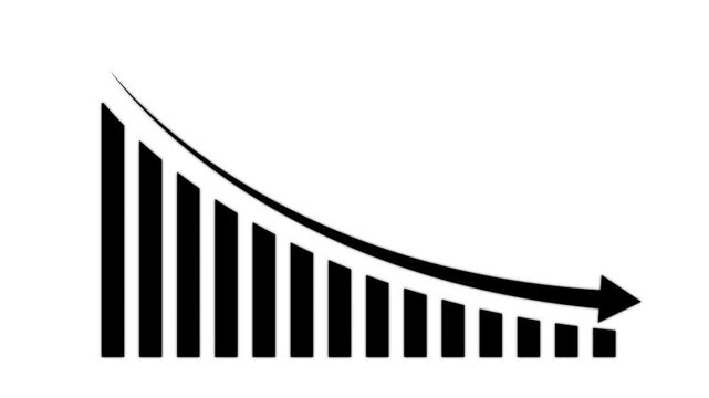 Business graph chart with growing business concept. black colors Abstract decreasing business graph chart animation business chart, icon, decreasing graph, motion graphic animation..