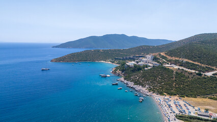 Fototapeta premium Aerial View of Turquoise Bay and Coastline Near Bodrum Turkey