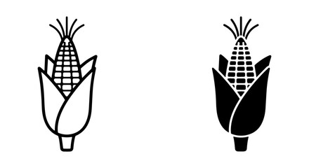 Fototapeta premium Corn Cob Icon Set, Maize Vegetable Vector Graphics, Healthy Food Symbols, Agricultural Harvest Icons