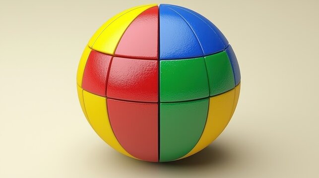 A colorful spherical puzzle with a smooth surface