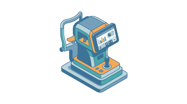 Desktop autorefractor keratometer with integrated digital screen.