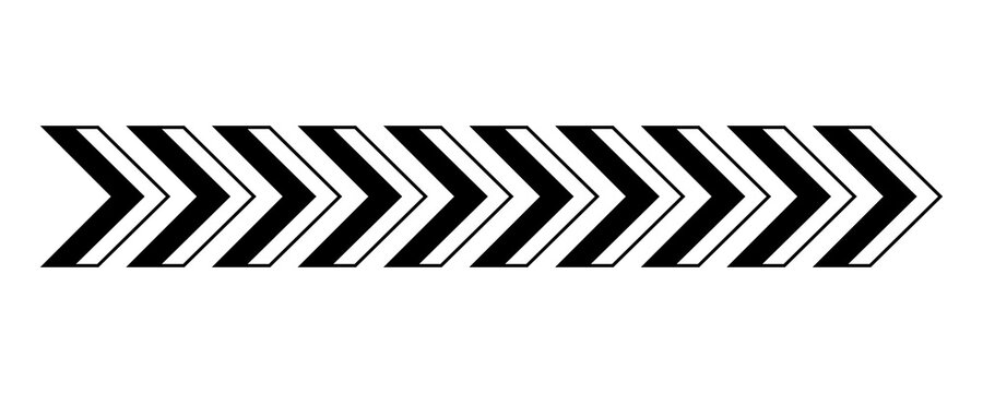 Black chevron arrow strip icon showing direction on transparent background.