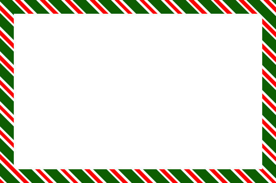 Striped decorative border frame with alternating red and green lines for seasonal design.
