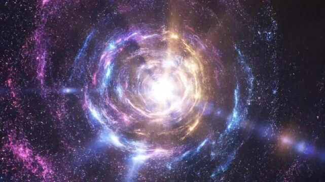 Mesmerizing galactic vortex tunnel of light through deep space with nebula and stars background for visual design