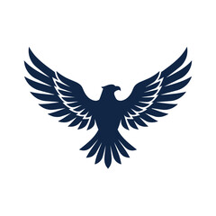 Naklejka premium A dark blue silhouette of a majestic eagle in flight
