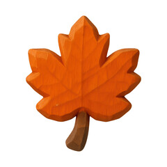 Fototapeta premium PNG Wooden carved orange maple leaf