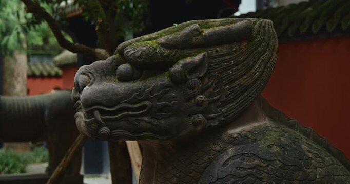 Chengdu, Sichuan, China. Stone Sculptures Of Kylins Or Qilin At Tomb Passage
