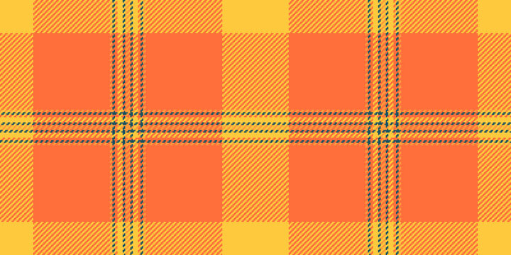 Age pattern background vector, full seamless texture plaid. Pastel tartan fabric textile check in orange and amber colors.