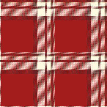 Italian vector check tartan, quality background texture textile. Diagonal seamless pattern fabric plaid in red and cornsilk colors.