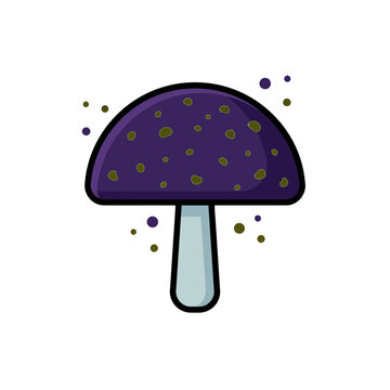 Stylized Purple Magic Mushroom Illustration with Green Spots