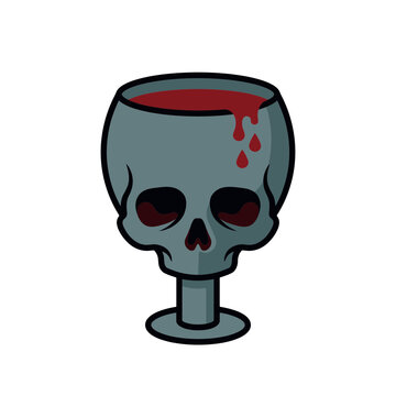 Skull Shaped Chalice With Red Liquid Vector Illustration