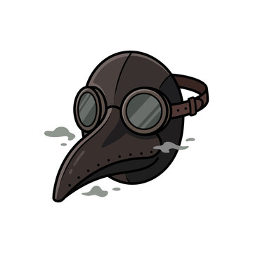 Plague Doctor Mask Illustration with Goggles and Smoke