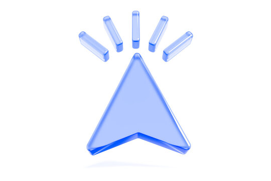 Blue 3d clicking arrow mouse cursor icon isolated on transparent background
