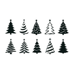 Obraz premium christmas trees set