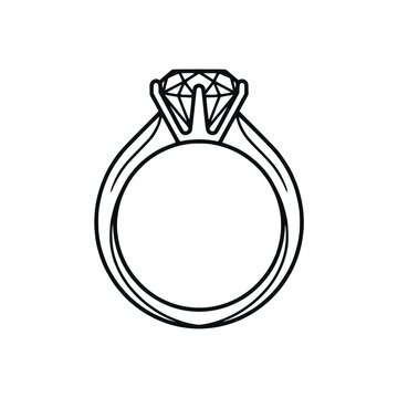Diamond ring illustration simple outline icon
