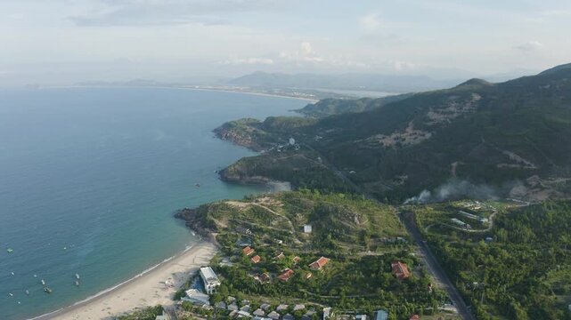 4k Drone Footage - Beautiful Mountains and Beaches of Quy Nhon.  Vietnam