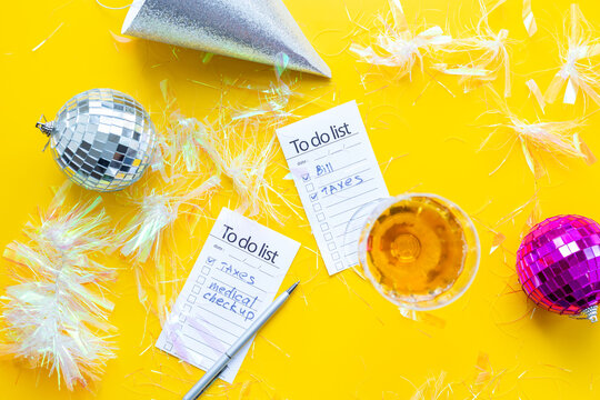 Work with fun. To do lists with confetti and disco balls. Admin night party concept