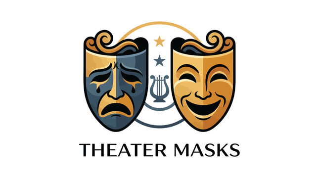 Theater Masks Comedy Tragedy Isolated Icon
