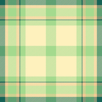 Stitch fabric vector pattern, warp background tartan check. Fashionable seamless textile texture plaid in green and light colors.