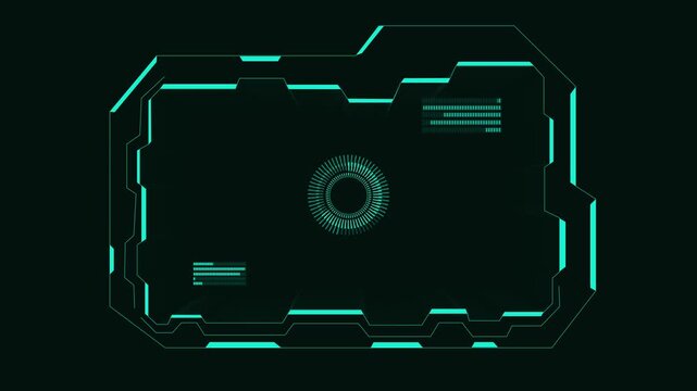 Futuristic holographic interface projects cyan HUD elements across dark screen. Data command modules display this holographic interface. Holographic interface elements glow bright.