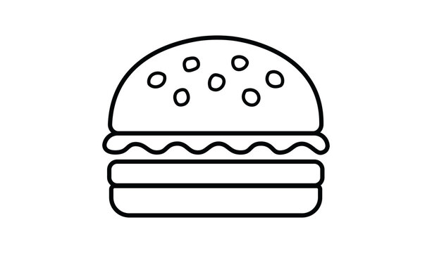 Simple line art icon of a hamburger isolated on transparent background