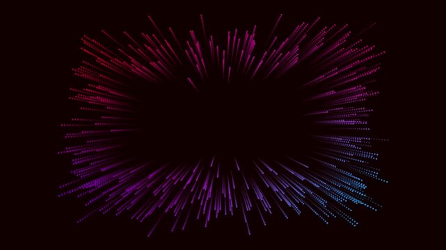 Exploding dots particle effect blasts vibrant red purple and blue vectors. Celebration video transition sets feature exploding dots. Exploding dots particles flash brightly.