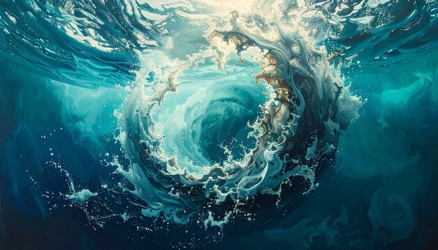 Swirling Ocean Vortex Underwater Turbulent Water Flow.