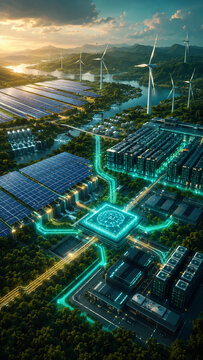 Sustainable smart city with renewable energy infrastructure