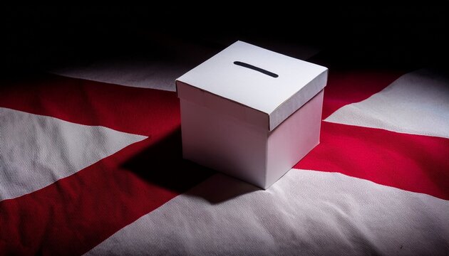white voting Box on alabama flag in the dark