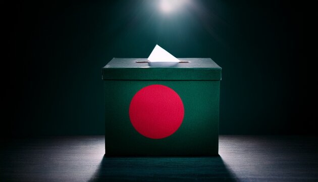 a light shining on bangladesh flag voting box in the dark