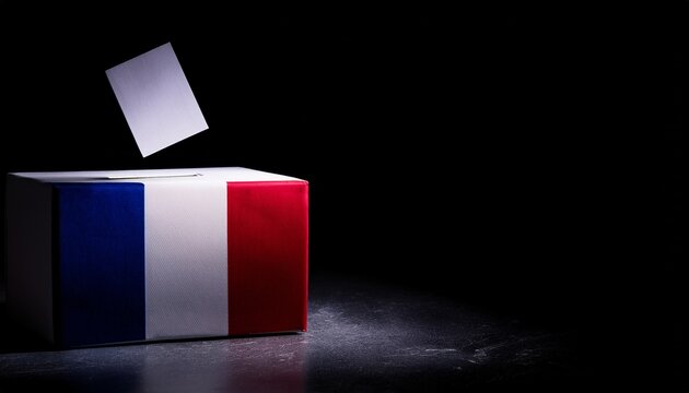 france flag voting box on black background; free space for text