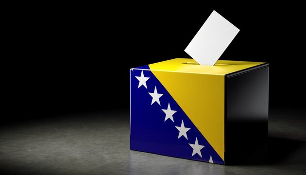 bosnia-herzegovina flag voting box on black background; free space for text