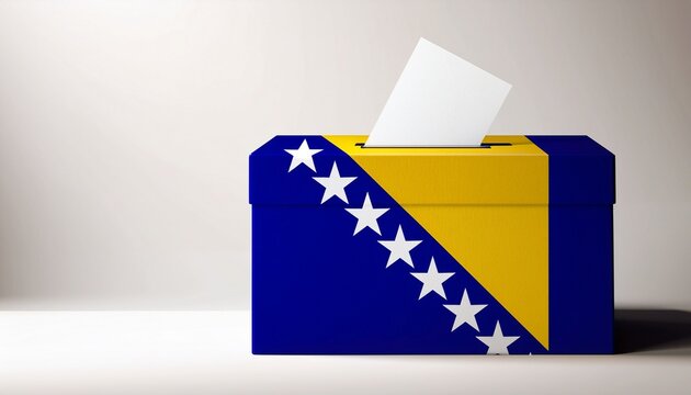 bosnia-herzegovina flag voting box on white background; free space for text