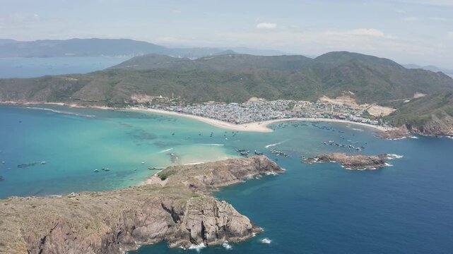 4k Drone footage - Nhon Hai Beach, Vietnam.  Near Quy Nhon