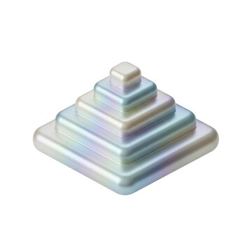 Abstract Iridescent Layered Square Pyramid 3d Shape