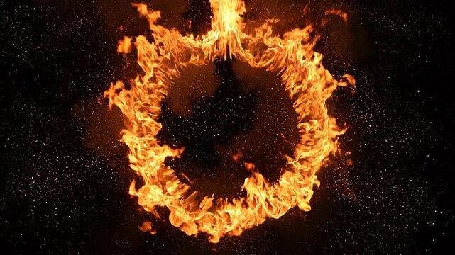 Fiery Ring Forming with Smoke Trails in Dark Cinematic Motion