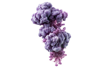 Fototapeta premium Neon purple ink explosion cloud underwater isolated on white background, abstract fluid art concept