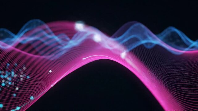 Modern infographic animation with glowing data elements on a black background for advertising and digital media