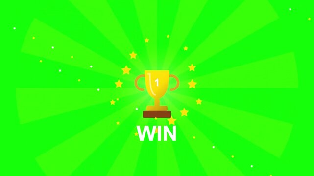 Winning Concept With Gold Trophy Cup Animation On Green Screen Background