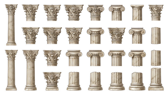 Classical marble columns architectural set architecture ancient