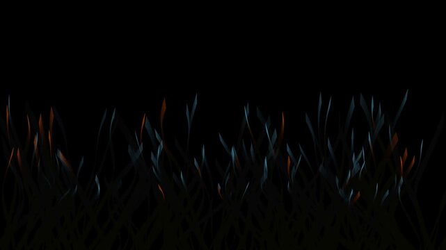 This abstract background features elegant glowing blades of light moving slowly upwards against a solid dark black backdrop. The scene creates a minimalist and futuristic atmosphere with soft neon ene