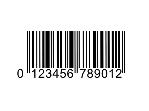 Universal barcode vector with numbers, black product identification code, retail scanning symbol for inventory and logistics