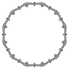 Naklejka premium Circular Damask frame, decorative border pattern, vintage photo frame.