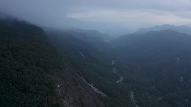 4k Drone Footage.  Beautiful Mountains and Jungle of the Central Highlands of Vietnam.  Road to Da Lat.