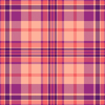 Punk background pattern tartan, naked seamless textile fabric. Softness texture plaid check vector in red and pink colors.