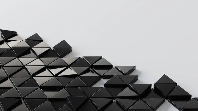 Abstract Geometric Pattern of Black Triangles on White Background.
