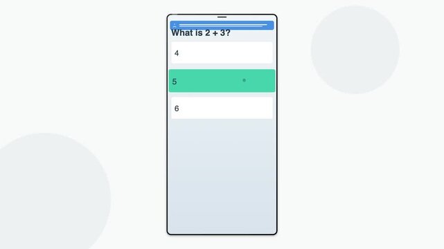 Mobile Quiz App Interface Interaction Animation