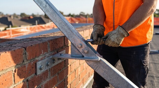 Steel seismic brace connection on a masonry retrofit