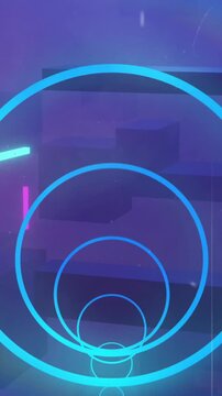 Animation of 3d cubes with circles and purple background